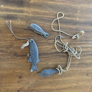 Vintage Lead Dredges Fish Torpedos Rope Hook Weight Really Cool